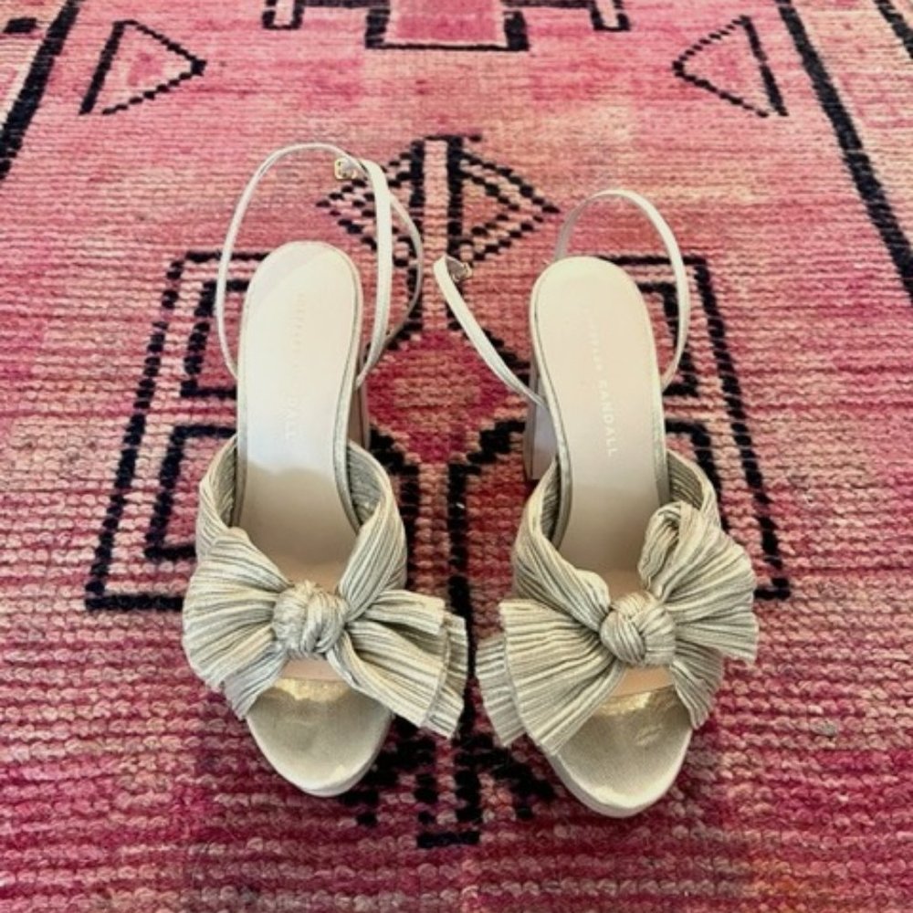 Loeffler Randall  Natalia Platinum Pleated Bow Heel